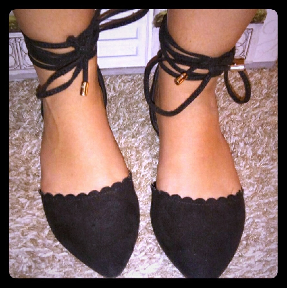 JustFab Black Strappy Flats